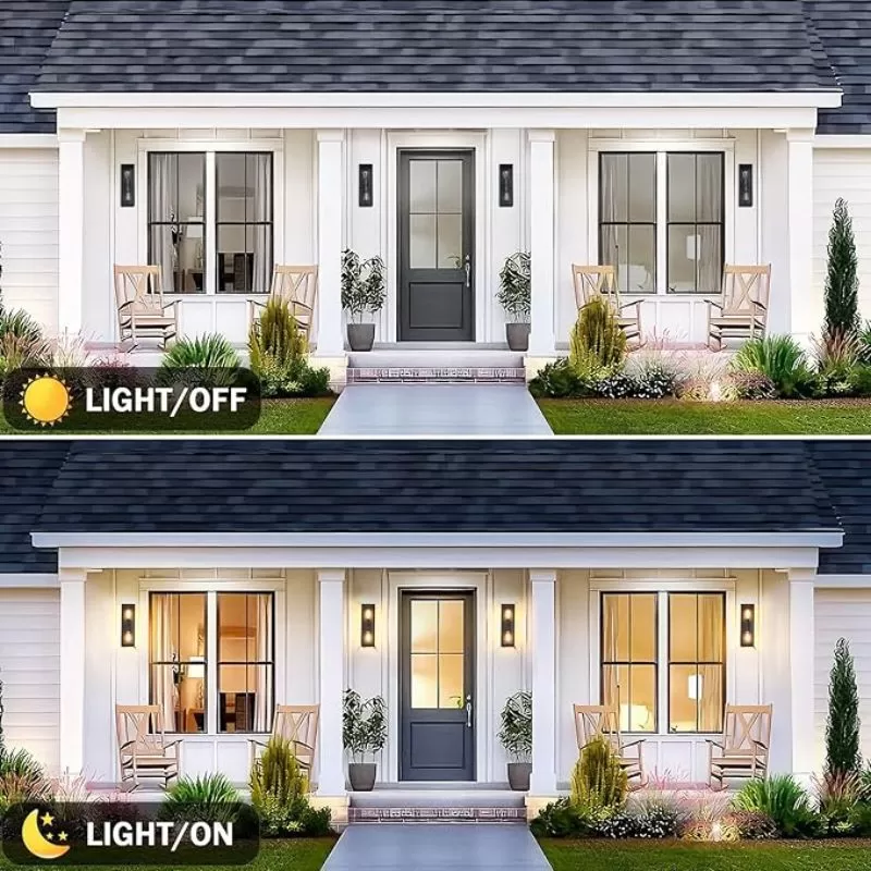 B05072P 16'' Outdoor Wall Lights Fixture 2 Packs, Up and Down Outdoor Sconce Lights Wall Lantern, Waterproof Exterior Lighting Fixtures with Clear Glass, Morden Black Porch Lights for Patio, Garage - Image 3