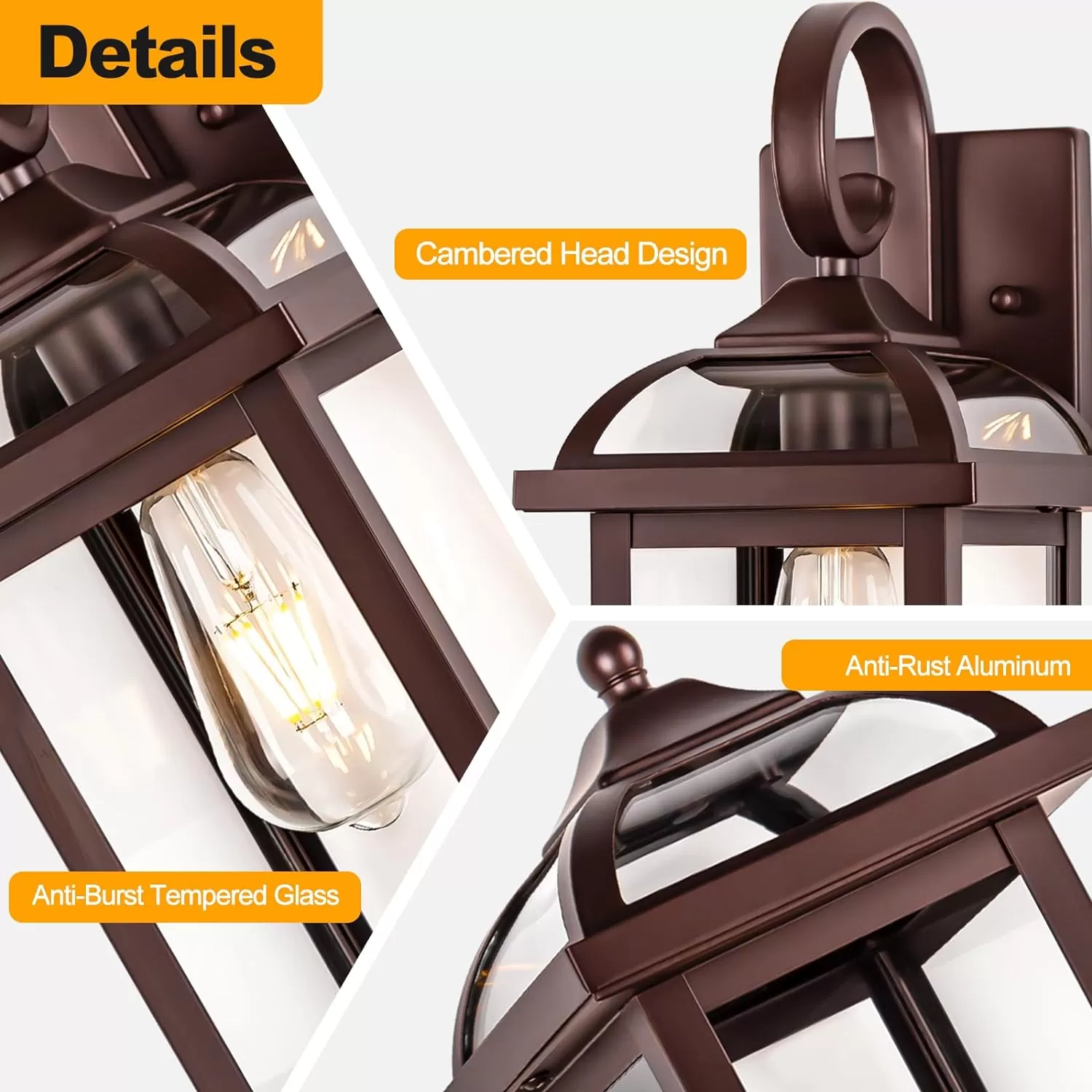 B07049P 18” Bronze Outdoor Wall Lights Exterior Light Fixtures 2-Pack, Porch Lights Outside Sconces Anti-Rust Aluminum Patio Lights for House Clear Glass Wall Mount Lanterns, IP65 Waterproof - Image 4