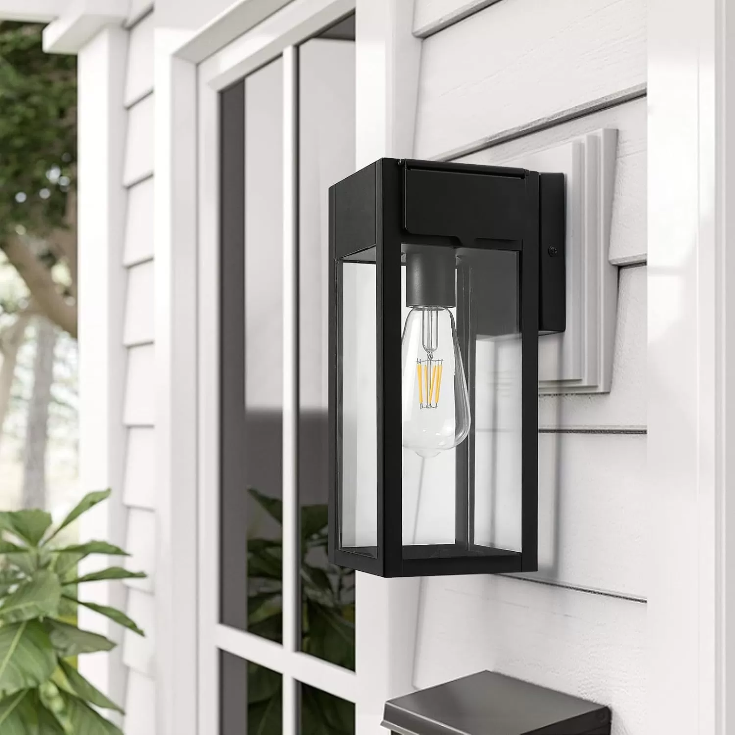 B05053GP/B05053P 2 Pack Porch Lights Outdoor Wall Sconce, Outdoor Light with GFCI Outlet, Waterproof Exterior Wall Lantern Light Fixtures, Anti-Rust Wall Lamp with Clear Glass for Patio Doorway Garage - Image 4