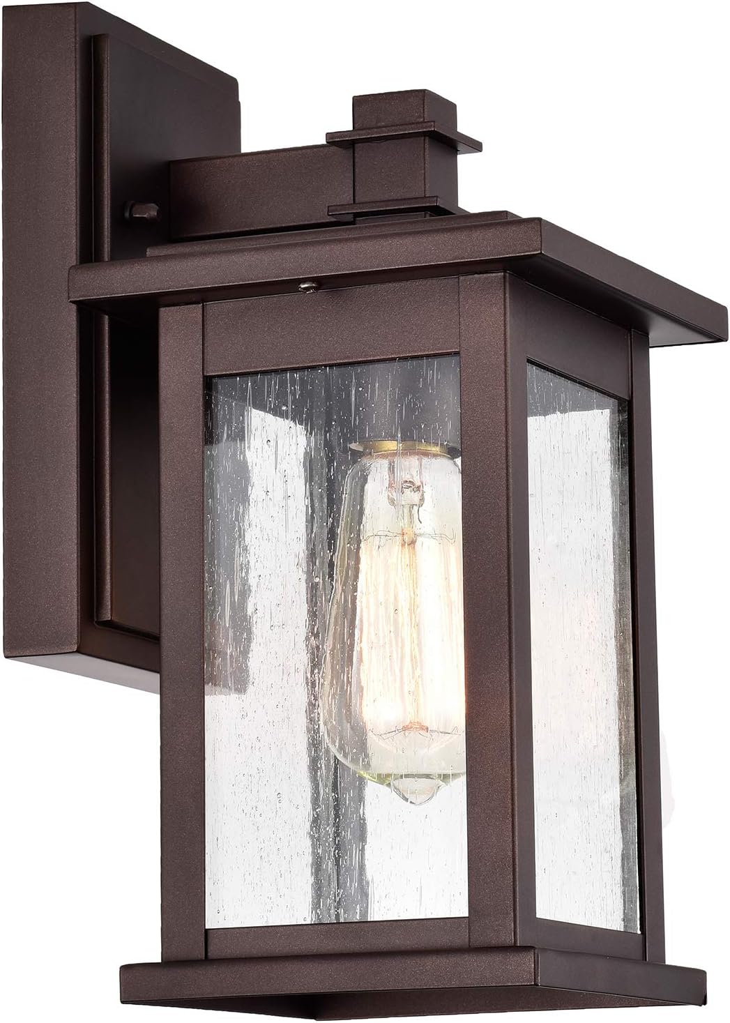 B06132P  Oil Rubbed Bronze Outdoor Wall Sconce, Clear Seedy Glass Outside Porch Sconce, 12 Inch Outdoor Light Fixture for House, Front Door, Entryway, Patio