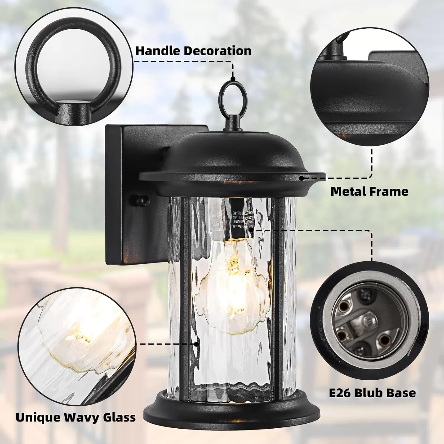 B06102P 2 Pack Exterior Waterproof Wall Sconce Light Fixtures with Clear Glass Shade, Anti-Rust Porch Lights for Outdoor with E26 Socket - Image 2