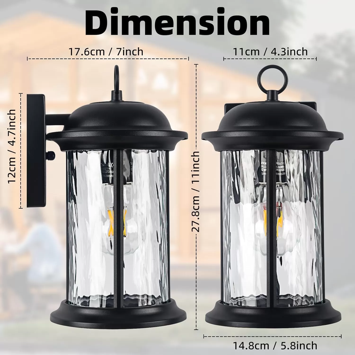 B06102P 2 Pack Exterior Waterproof Wall Sconce Light Fixtures with Clear Glass Shade, Anti-Rust Porch Lights for Outdoor with E26 Socket - Image 4