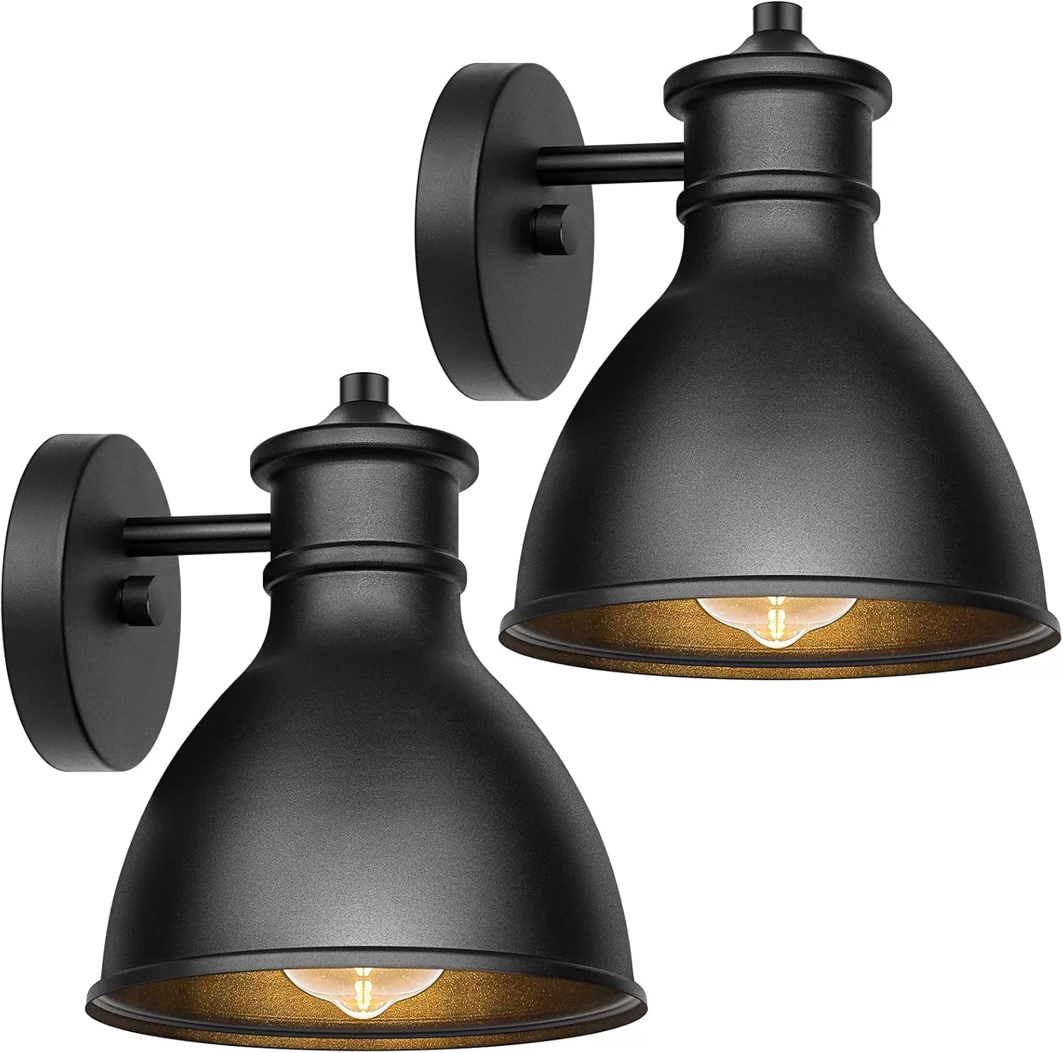 B06084P Outdoor Lights Wall Sconces Lantern, Farmhouse Wall Mount Porch Lights Fixtures, Industrial Patio Exterior Barn Light, Matte Black E26 Socket Lamp for Garage Doorway Bathroom