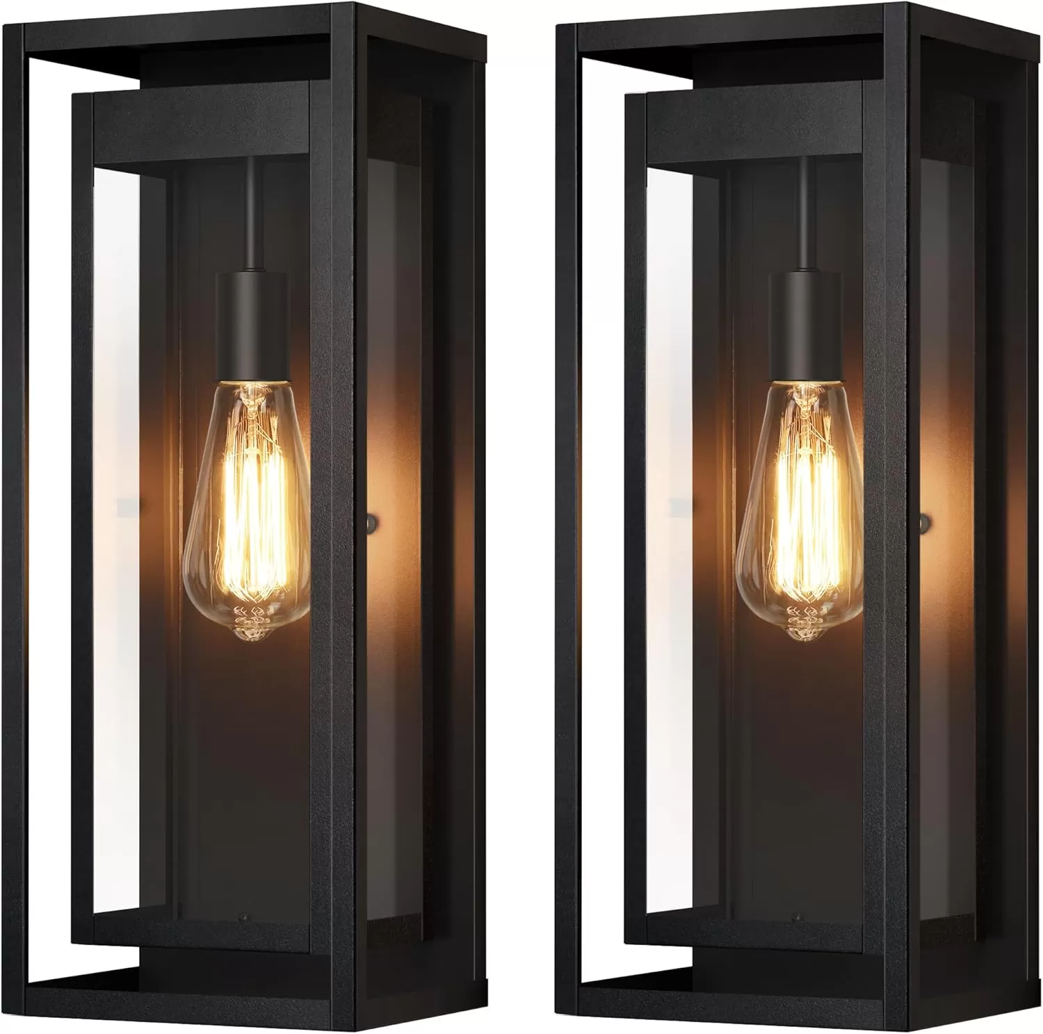 B06121P-BIG-2PUS B08044P(2PK) 19" Outdoor Wall Lights, 2 Pack Large Size Matte Black Outdoor Sconce Lights with Clear Glass Shade, Waterproof Porch Lighting Exterior Light Fixture for Front Door, Garage - Image 9