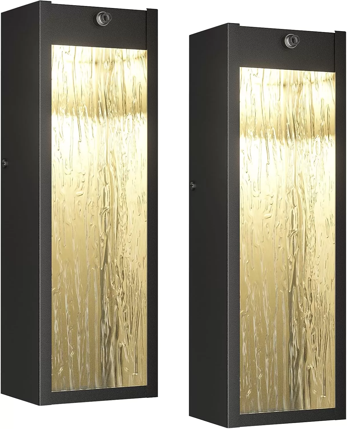 B05097LP Dusk to Dawn LED Outdoor Wall Light Fixtures, 15in Exterior Black Waterproof Outdoor Lighting, Large Modern Water Ripple Porch Sconces Wall Mounted Outside Lantern for Garage Front Door(2 Pack) - Image 6
