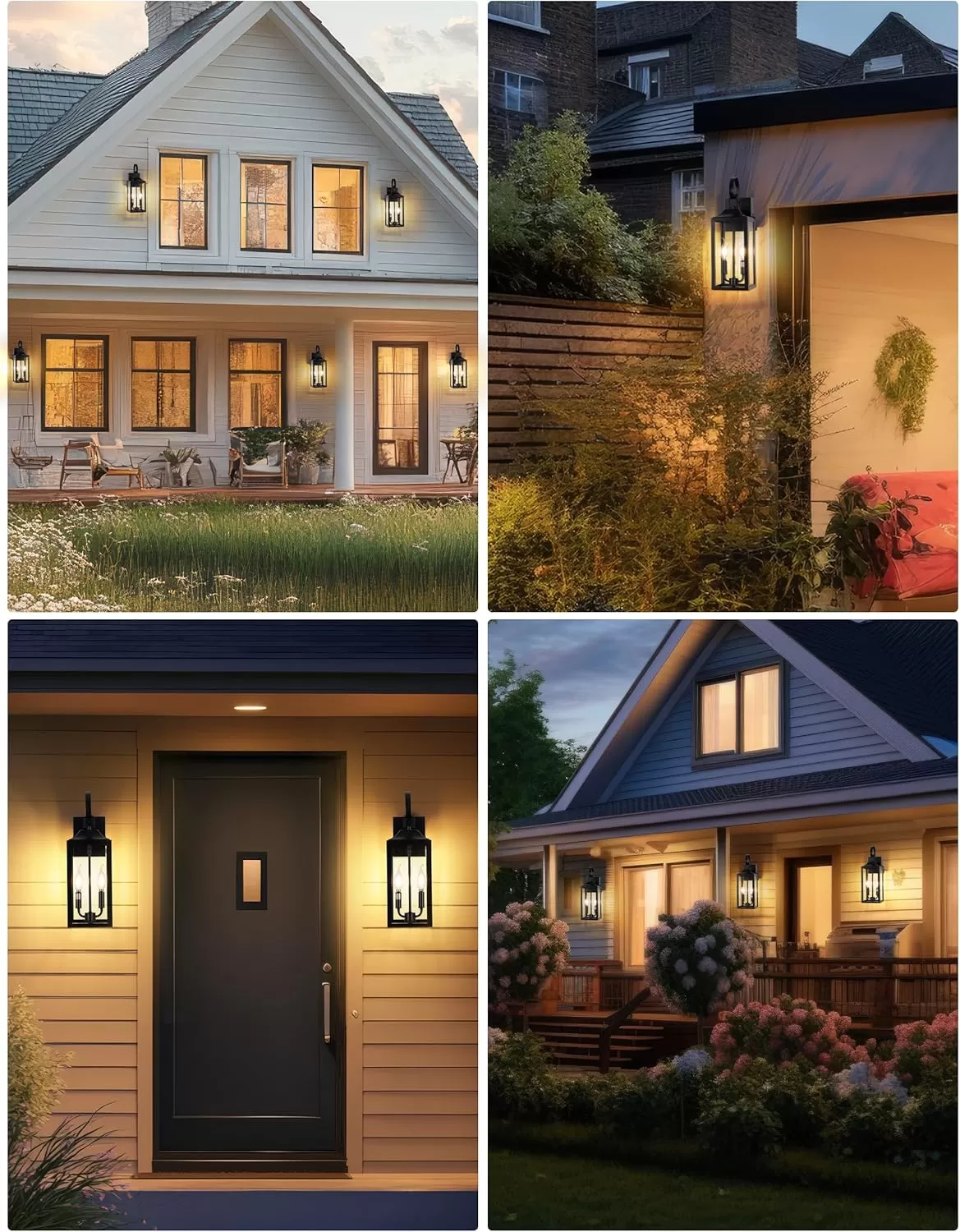 B06094GPB 19" Large Porch Light with Outlet, Black Large Outdoor Wall Lantern 2-Light Exterior Lighting Fixtures, Modern Outdoor Wall Light with Outlet Farmhouse Sconce Lantern for House Front Door Garage - Image 5