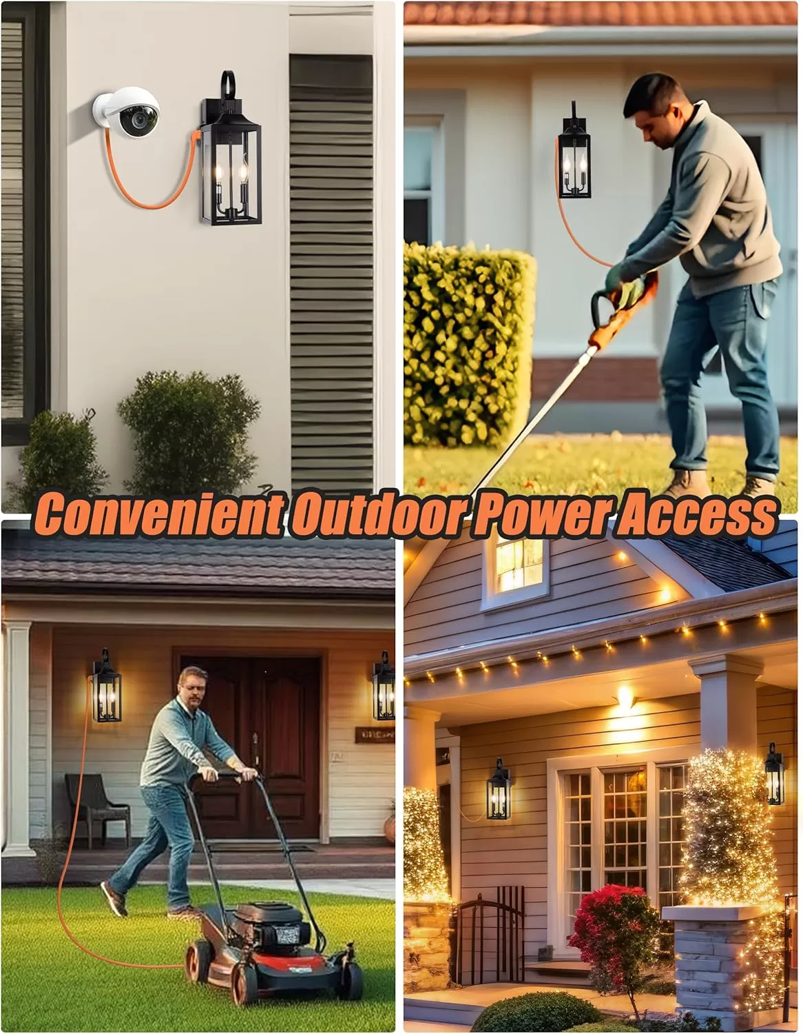 B06094GPB 19" Large Porch Light with Outlet, Black Large Outdoor Wall Lantern 2-Light Exterior Lighting Fixtures, Modern Outdoor Wall Light with Outlet Farmhouse Sconce Lantern for House Front Door Garage - Image 6