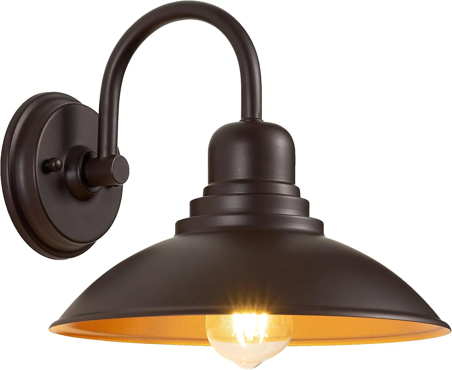 W00027 B10018P Oil Rubbed Bronze Bathroom Vanity Light, Gooseneck Outdoor Barn Light with E26 Based Socket, Waterproof Round Outside Lights for House Garage Bathroom