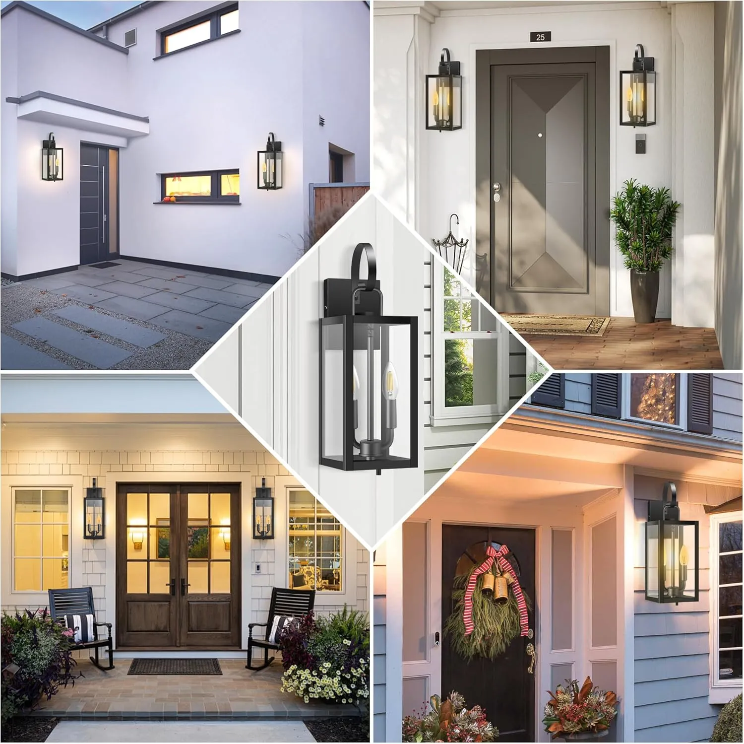 LC-WGL-20IN B06164P 20'' Large Outdoor Wall Light Fixtures with Closed Bottom, 2-Pack Waterproof Porch Lights Outdoor, Anti Rust Modern Sconce Lights with E12 Socket, for Big House Garage Supermarket Factory - Image 7