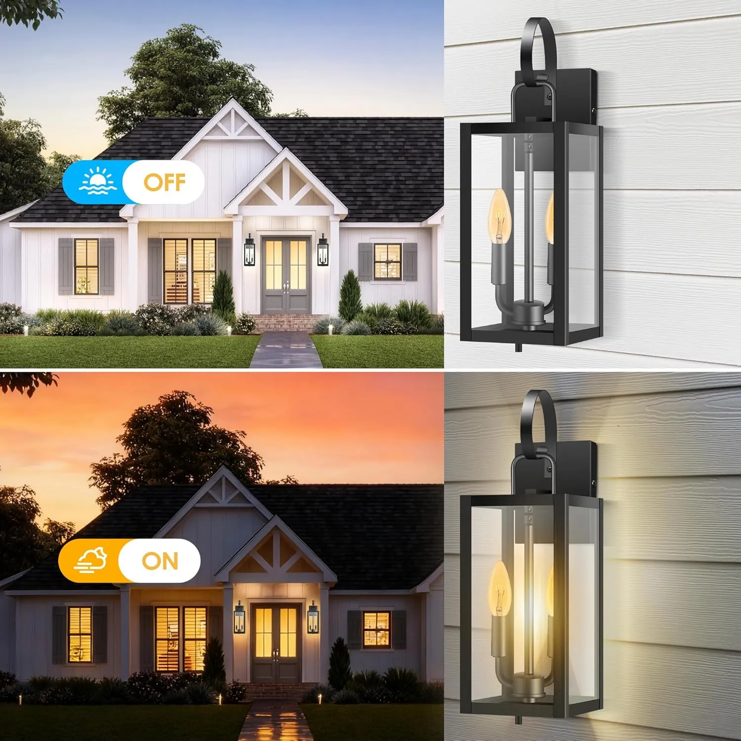 LC-WGL-20IN B06164P 20'' Large Outdoor Wall Light Fixtures with Closed Bottom, 2-Pack Waterproof Porch Lights Outdoor, Anti Rust Modern Sconce Lights with E12 Socket, for Big House Garage Supermarket Factory - Image 3