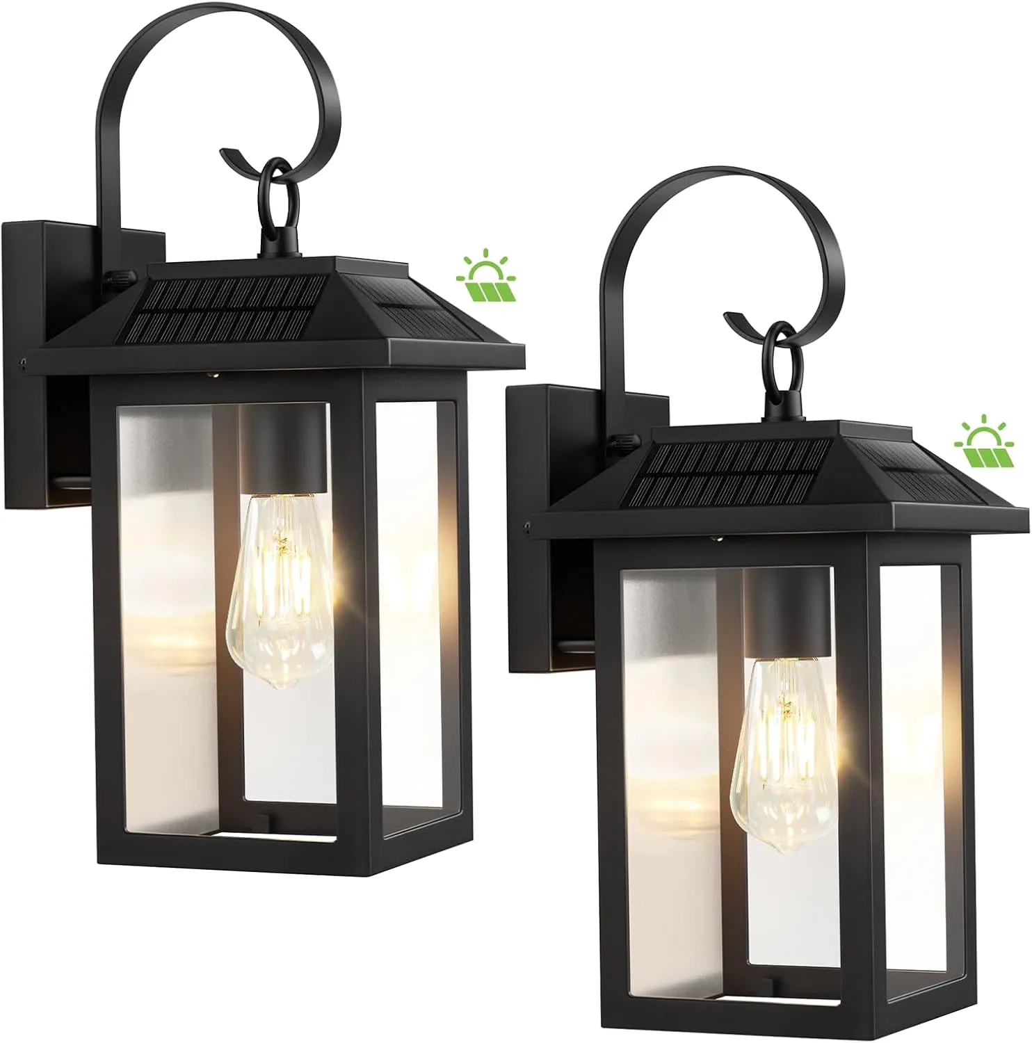 S0L-01-2P B06162PT 2 Pack Solar Outdoor Wall Lights, Dusk to Dawn Motion Sensor LED Sconce for Fence Front Door Waterproof, Exterior Porch Lamps Lanterns Wall Mount Patio Decorative, 2700K E26 Bulb Included - Image 9