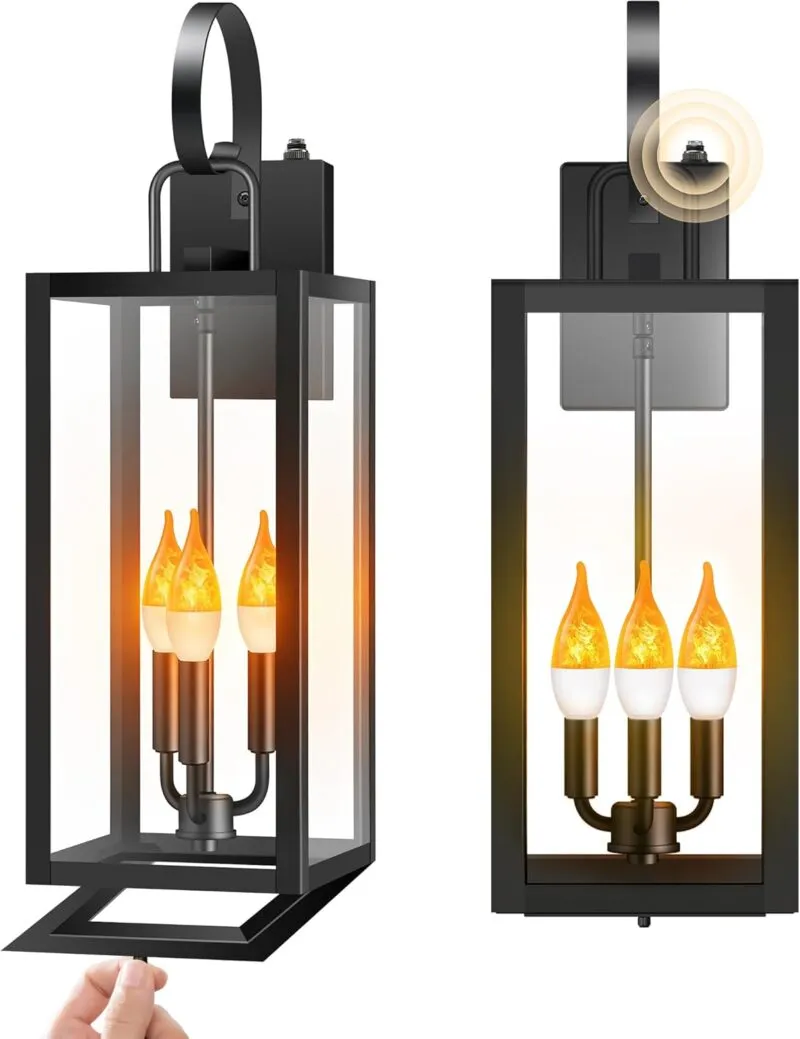 LC-WGL-25IN-GG B08051PP 25'' Large Dusk to Dawn Outdoor Wall Light with Closed Bottom, 2-Pack Waterproof Porch Lights Outdoor, Anti Rust Modern Sconce Lights with E12 Socket, for Big House