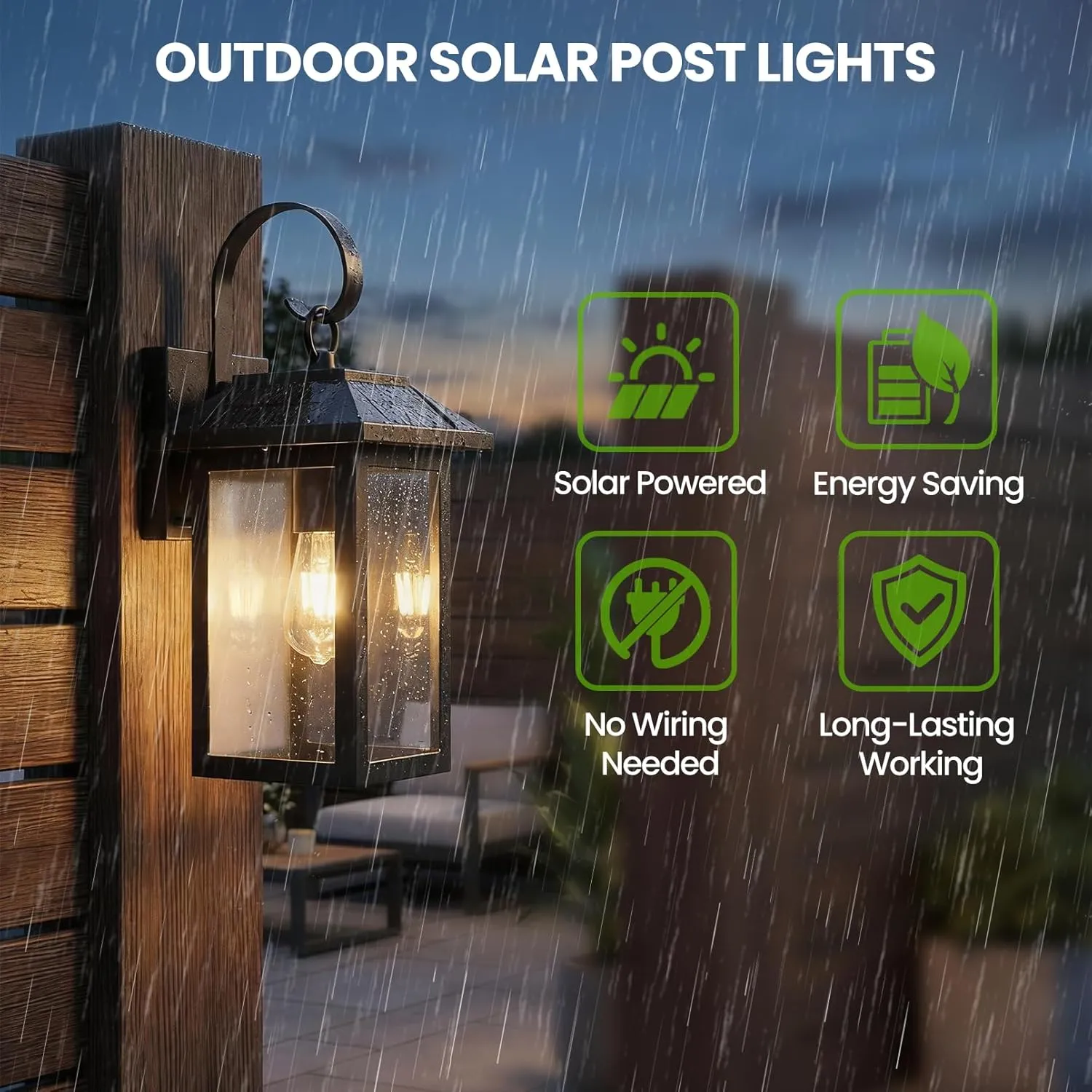S0L-01-2P B06162PT 2 Pack Solar Outdoor Wall Lights, Dusk to Dawn Motion Sensor LED Sconce for Fence Front Door Waterproof, Exterior Porch Lamps Lanterns Wall Mount Patio Decorative, 2700K E26 Bulb Included - Image 3