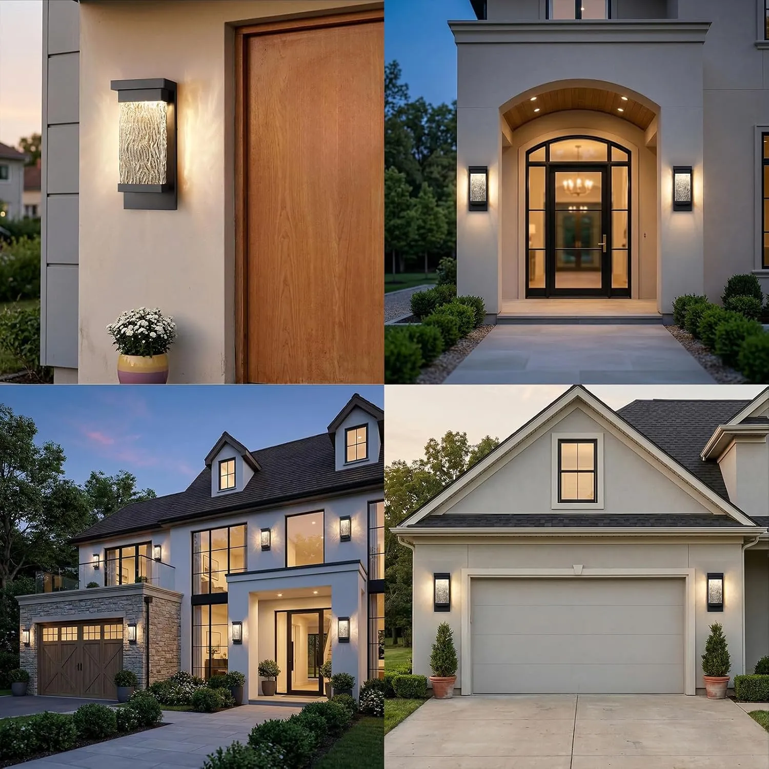 B06174L 2 Pack LED Outdoor Wall Lights, 15" Exterior Lighting Fixtures with Attractive Glass, Large Modern Outside Light, Matte Black Outdoor Sconces Lights Porch for House, Front Door, Garage - Image 6